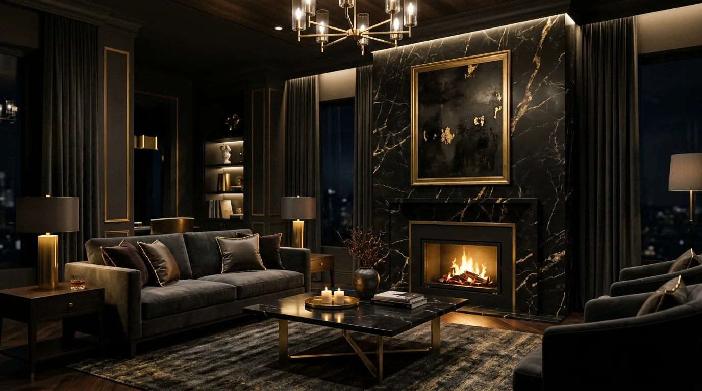Keep the seating arrangement intimate inspiration for a moody living room.